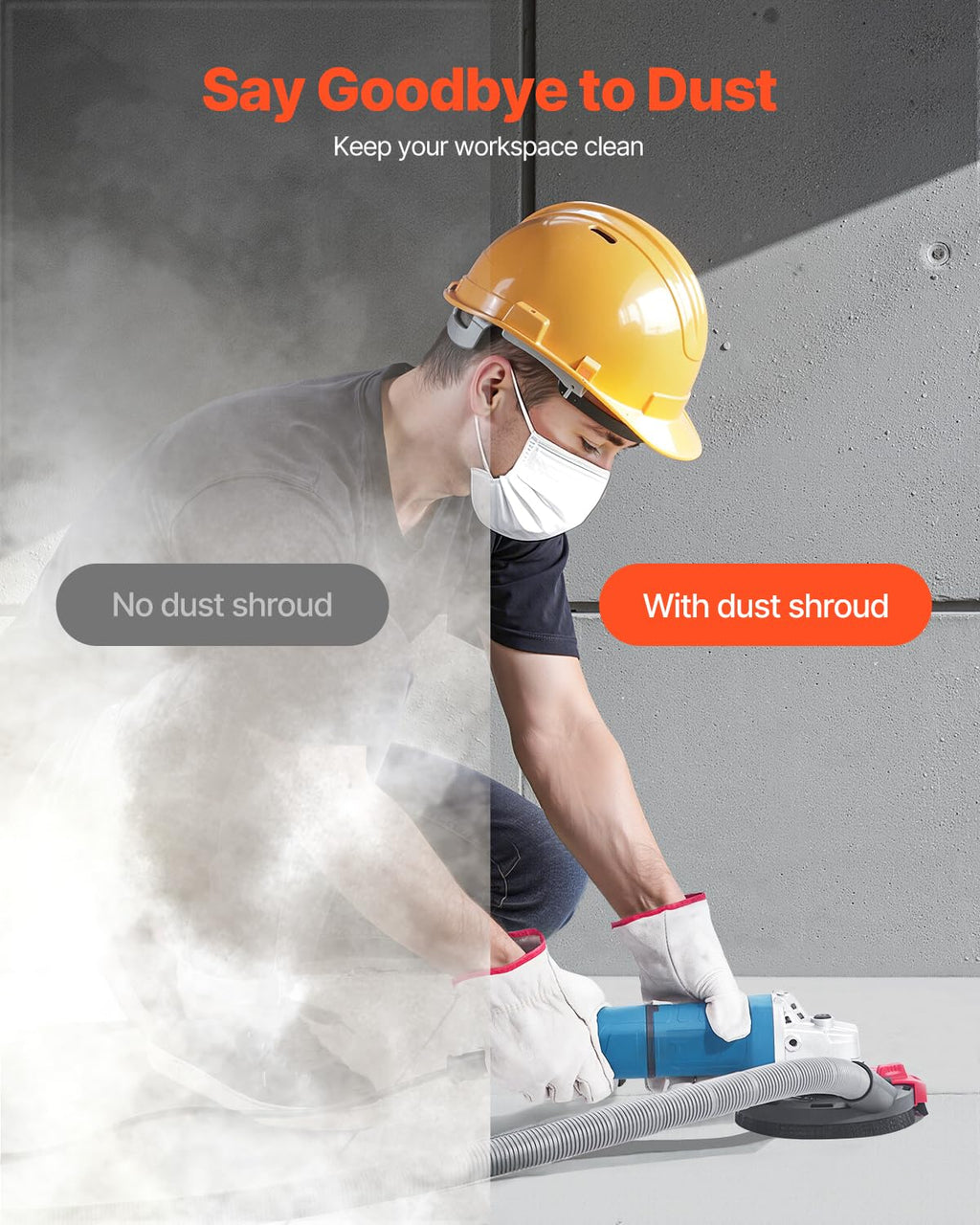 VEVOR Grinding Dust Shroud for Angle Grinder, Universal 4-5 in, Surface Grinder