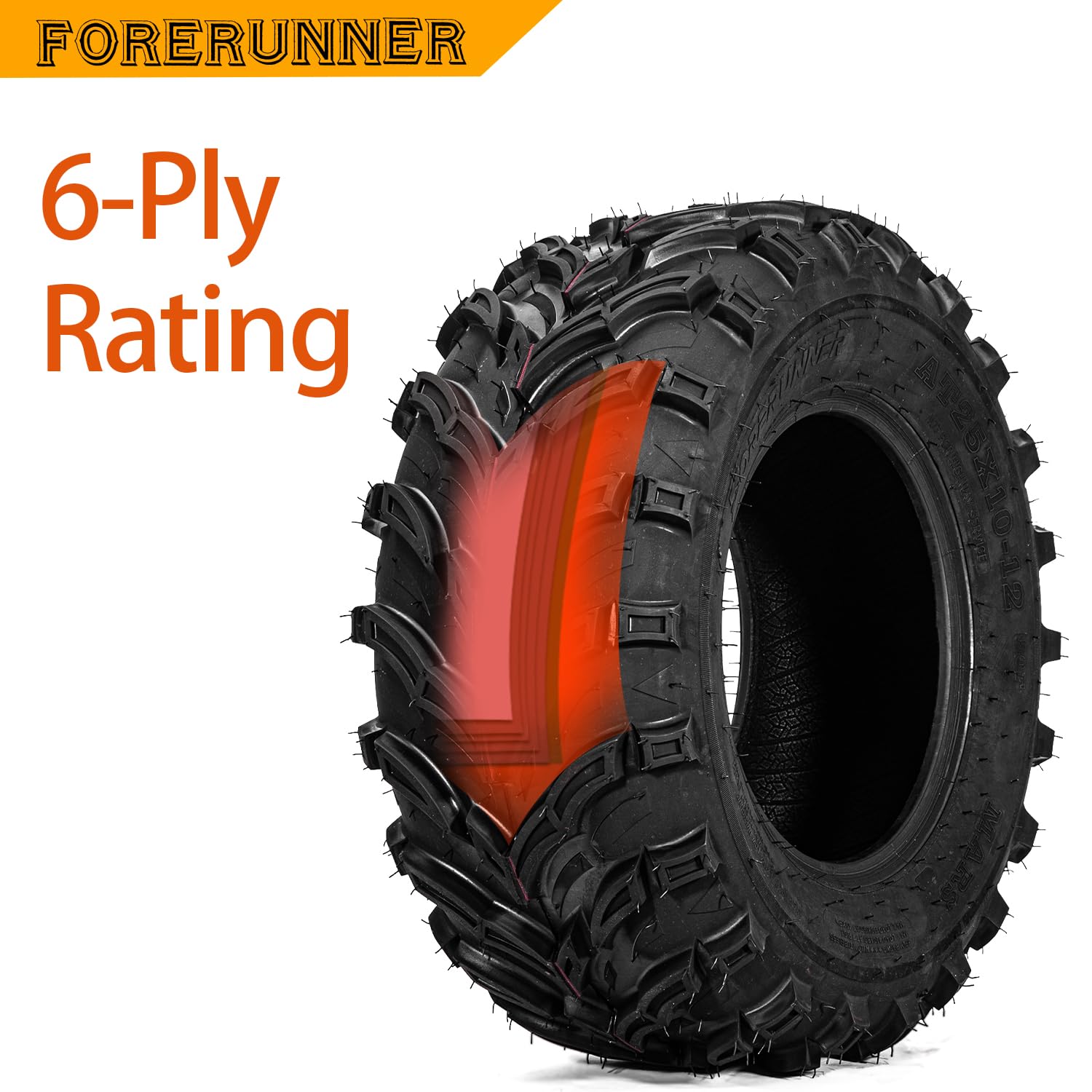 FORERUNNER 25x10-12 ATV Tires, MARS-B 6PR All Terrain 25x10x12 ATV UTV Trail