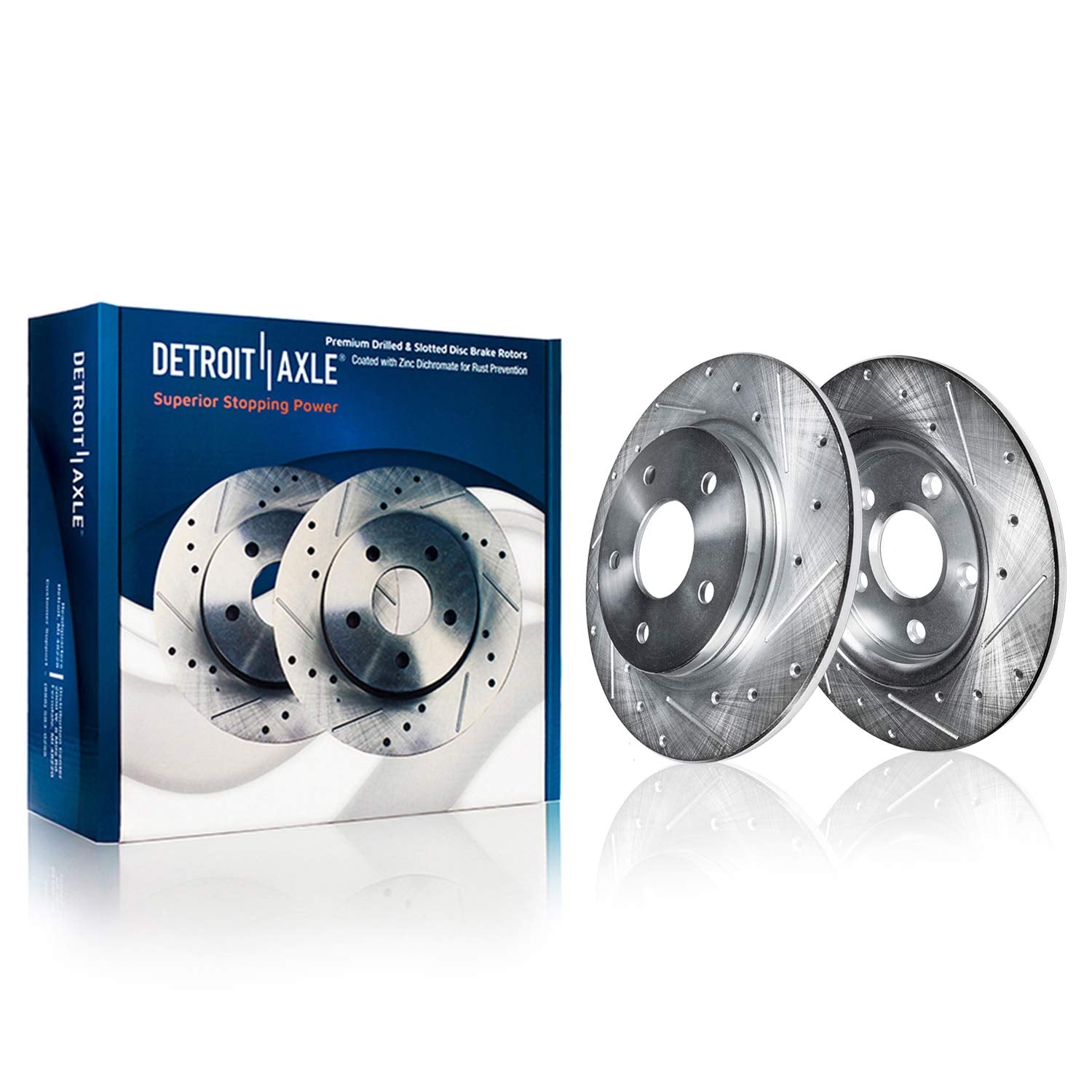 Detroit Axle - REAR Brake Kit for 2012-2018 Ford Focus Drilled & Slotted Disc