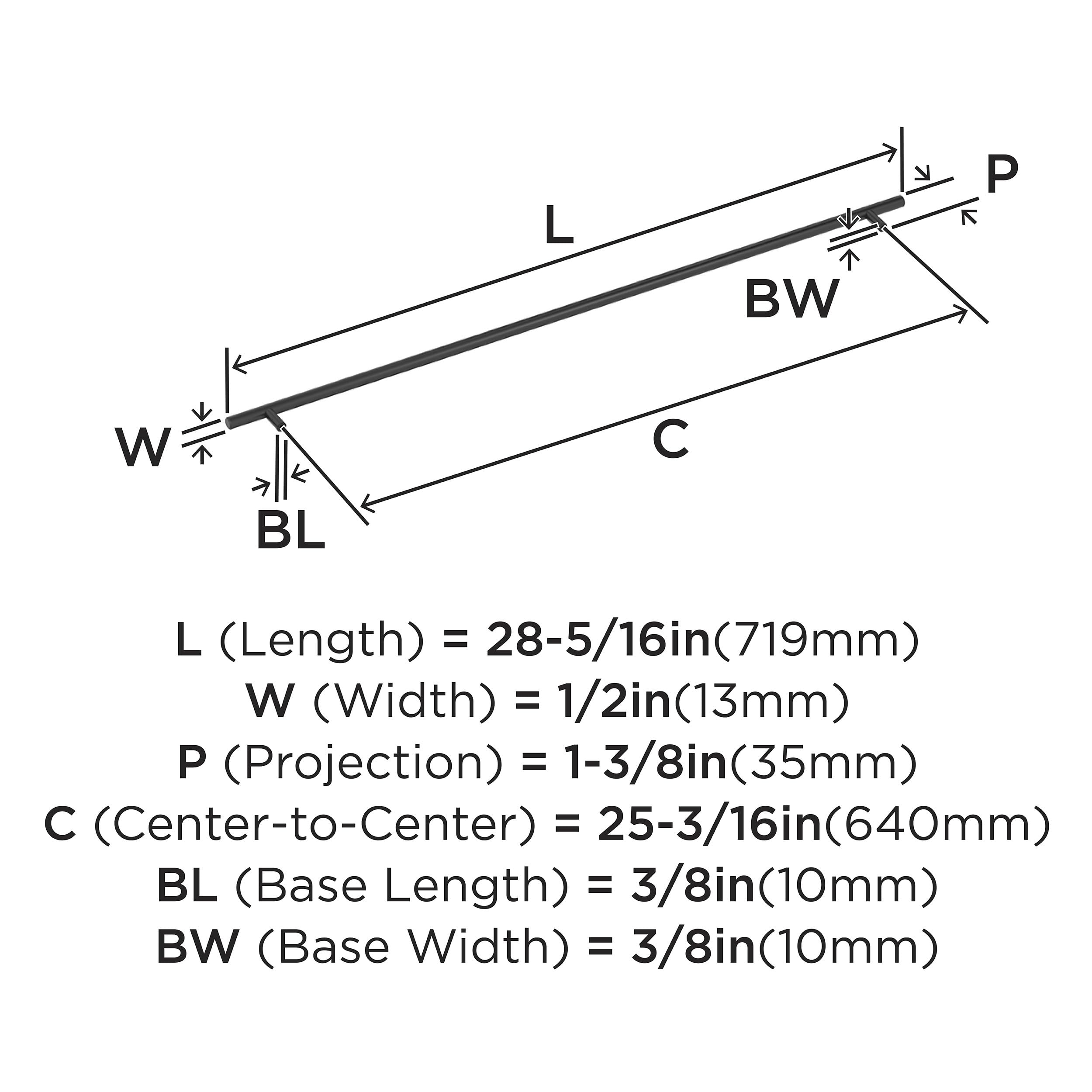 1 Pack Amerock | Cabinet Pull | Stainless Steel | 25-3/16 inch (640 mm) Center