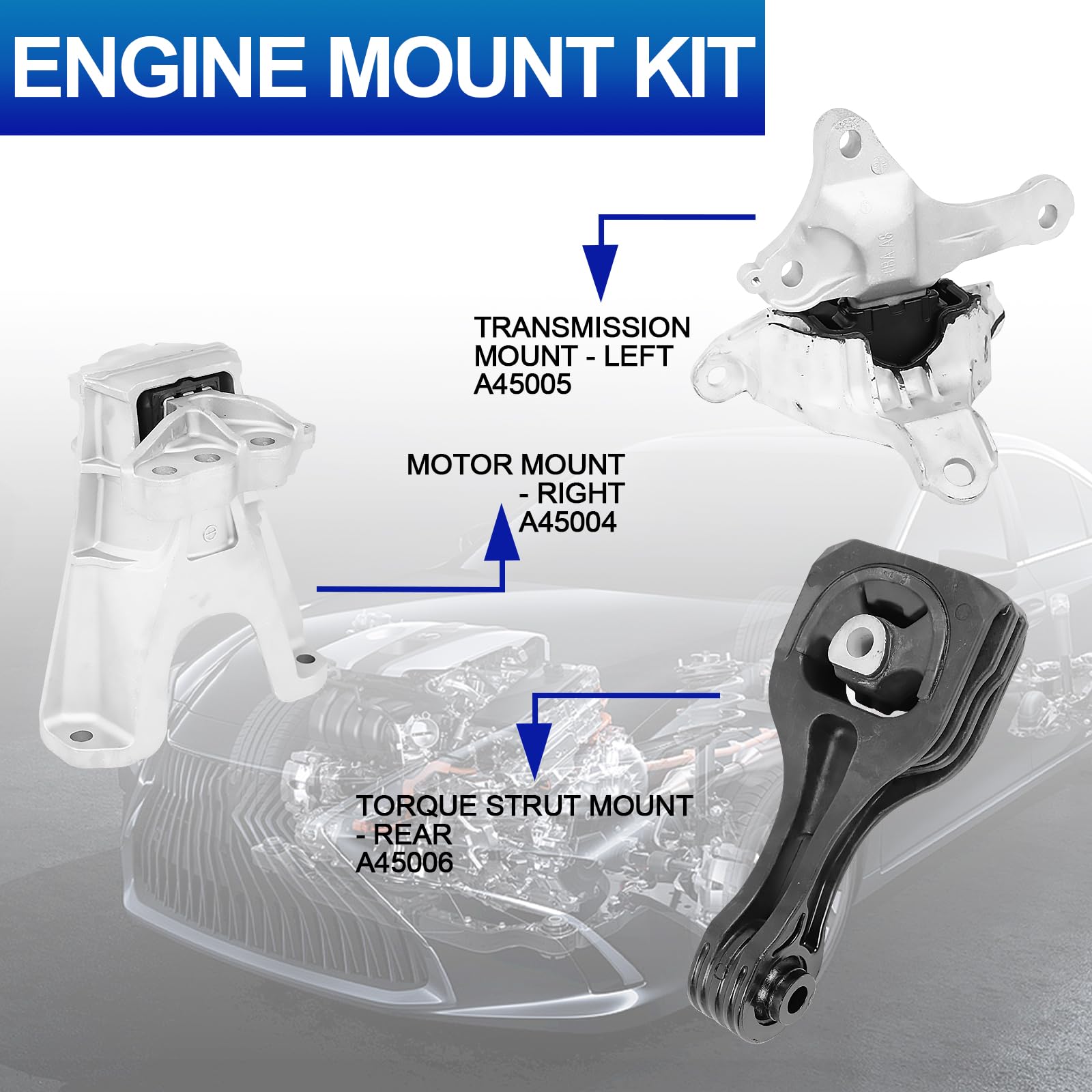 3PCS Engine Motor Mount Set 9957 9958 9963 - Vibration Reduction Support