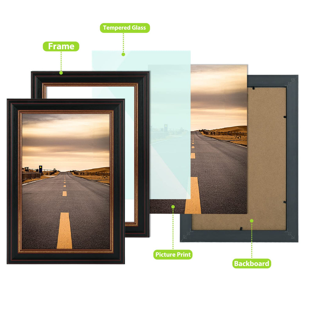 Golden State Art, 8x12 Inch Poster Frame Black with Burgundy and Gold Trim,