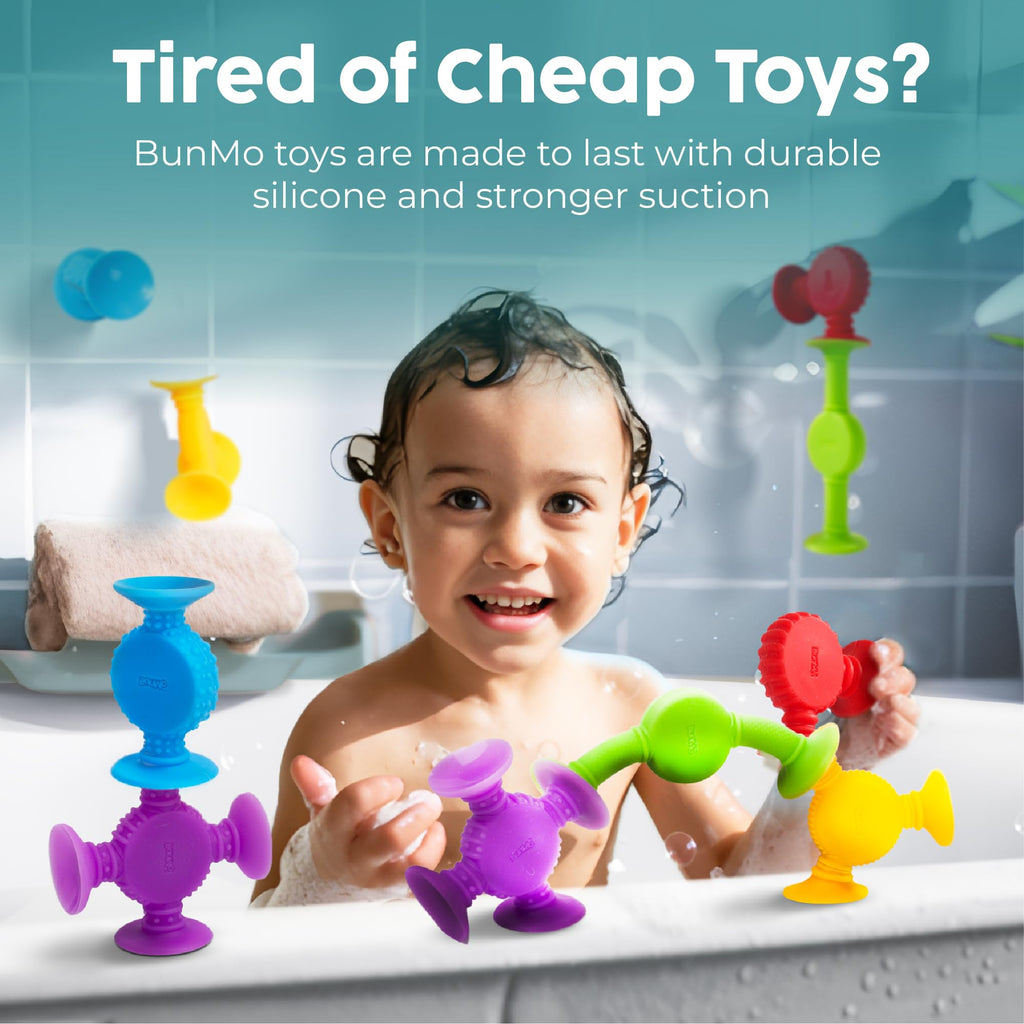 BUNMO Toddler Suction Bath Toys 10 Pack Connect Build Create Sensory Fine Motor