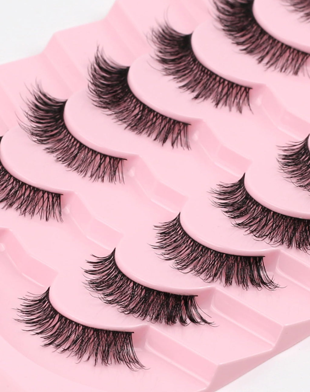 Volume Fluffy Wispy Faux Mink Lashes Natural Look Brown Eyelashes 7 Count