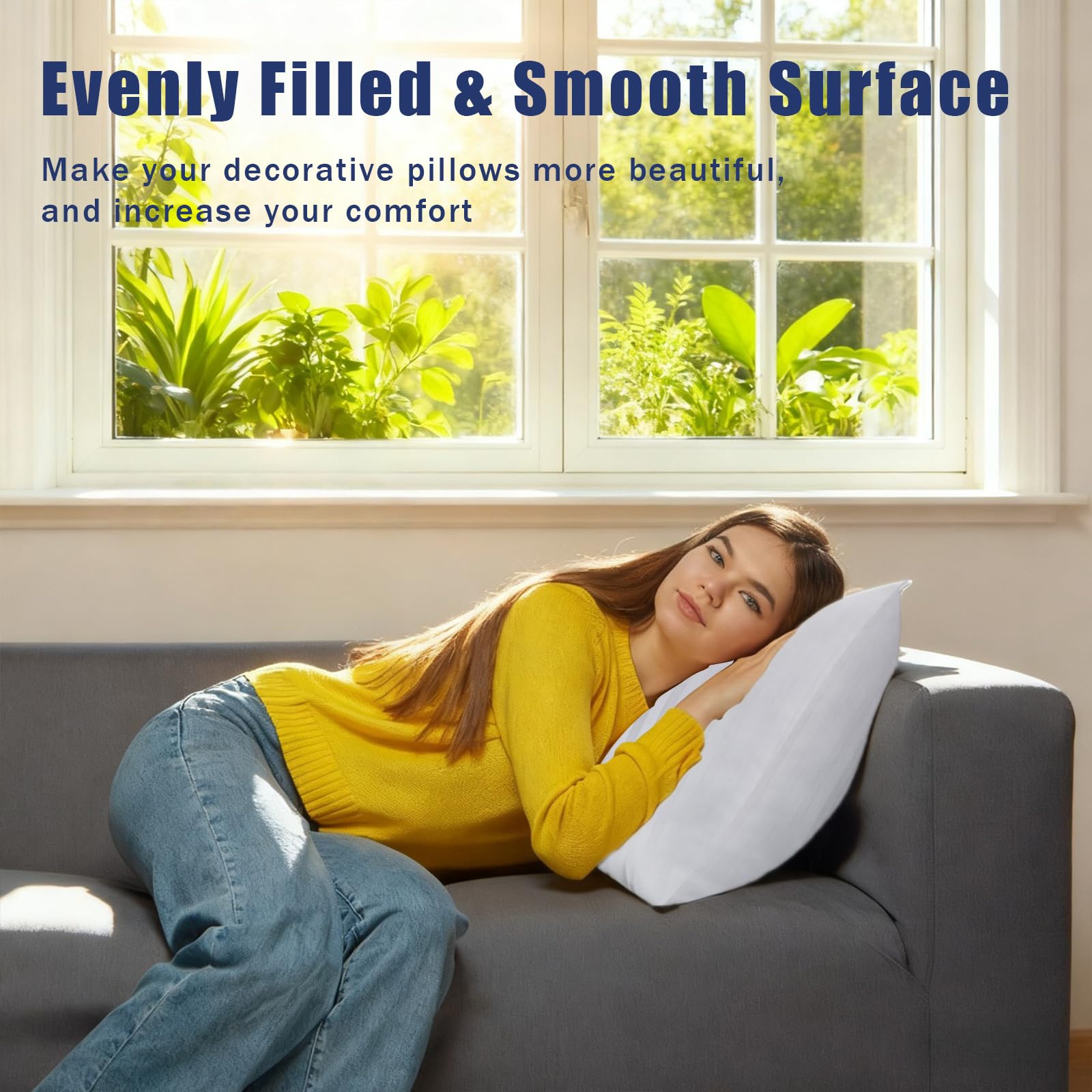 OKBA Set of 2 Throw Pillow Inserts 16x16 Soft Hypoallergenic Cushion Fillers