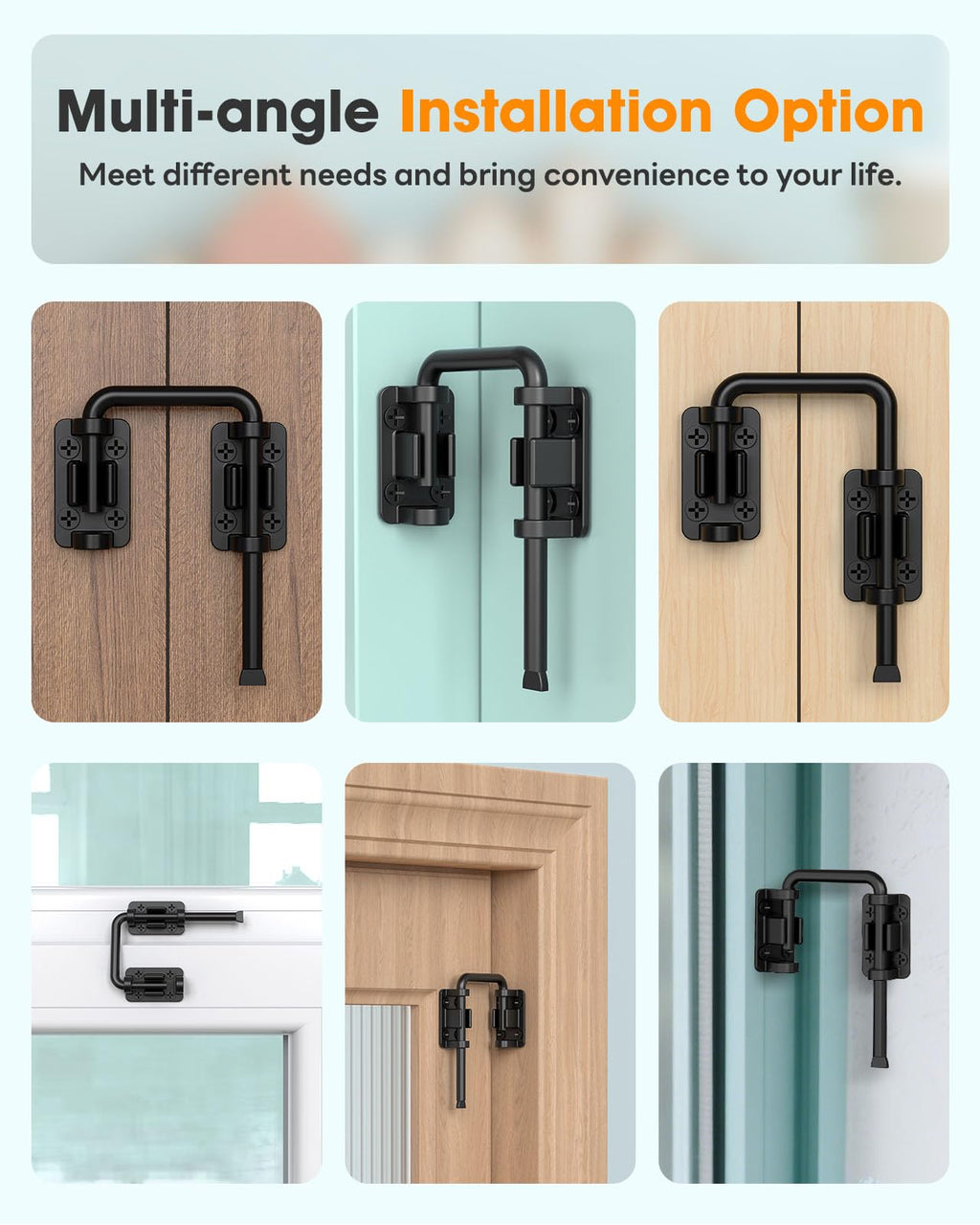 4 psc MeBantoo 2.36 Inch U Patio Sliding Door Loop Lock Latch - Stainless Steel