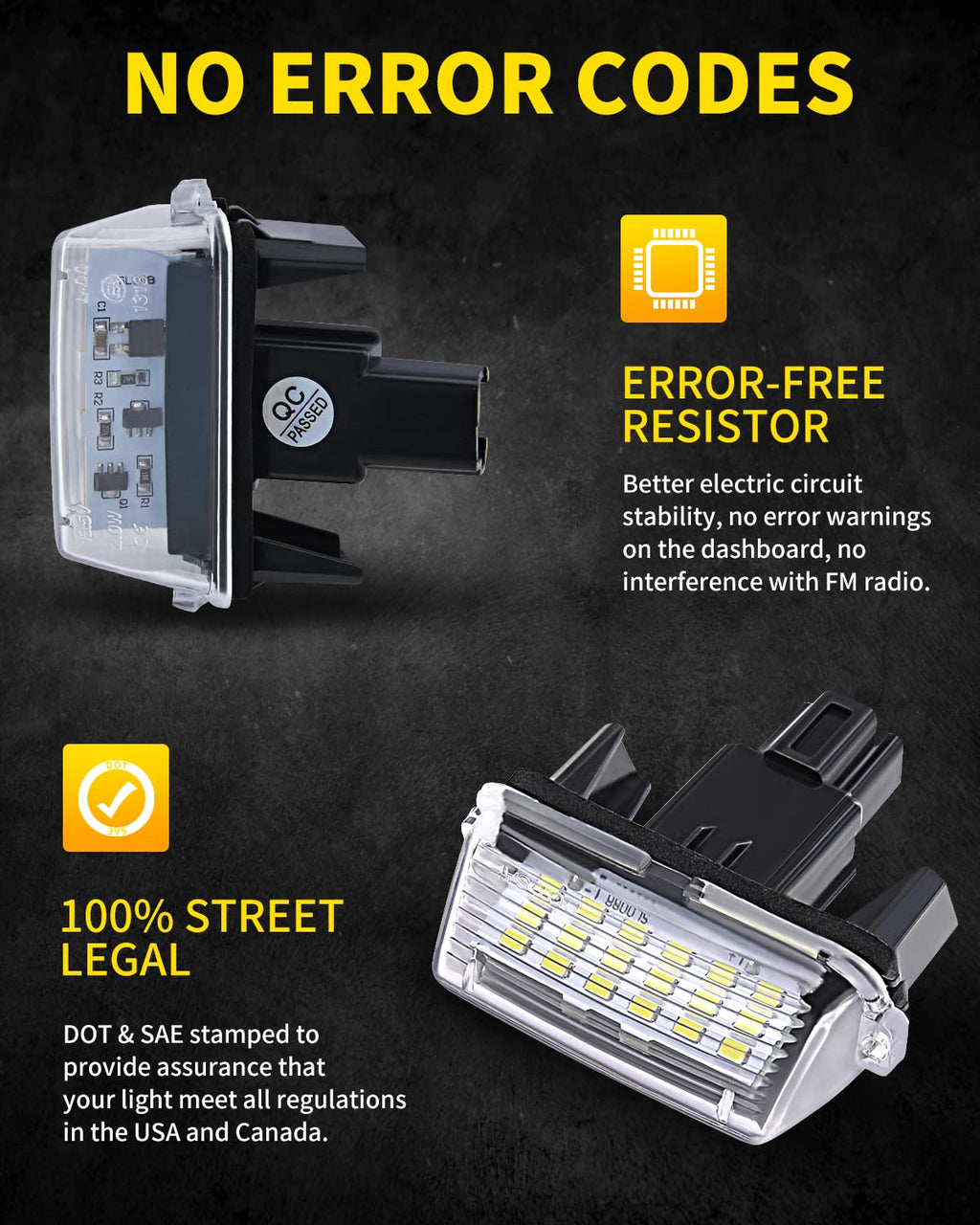 Pack of 2 Asgohme LED License Plate Lights Bright White Tag Lamp Assembly
