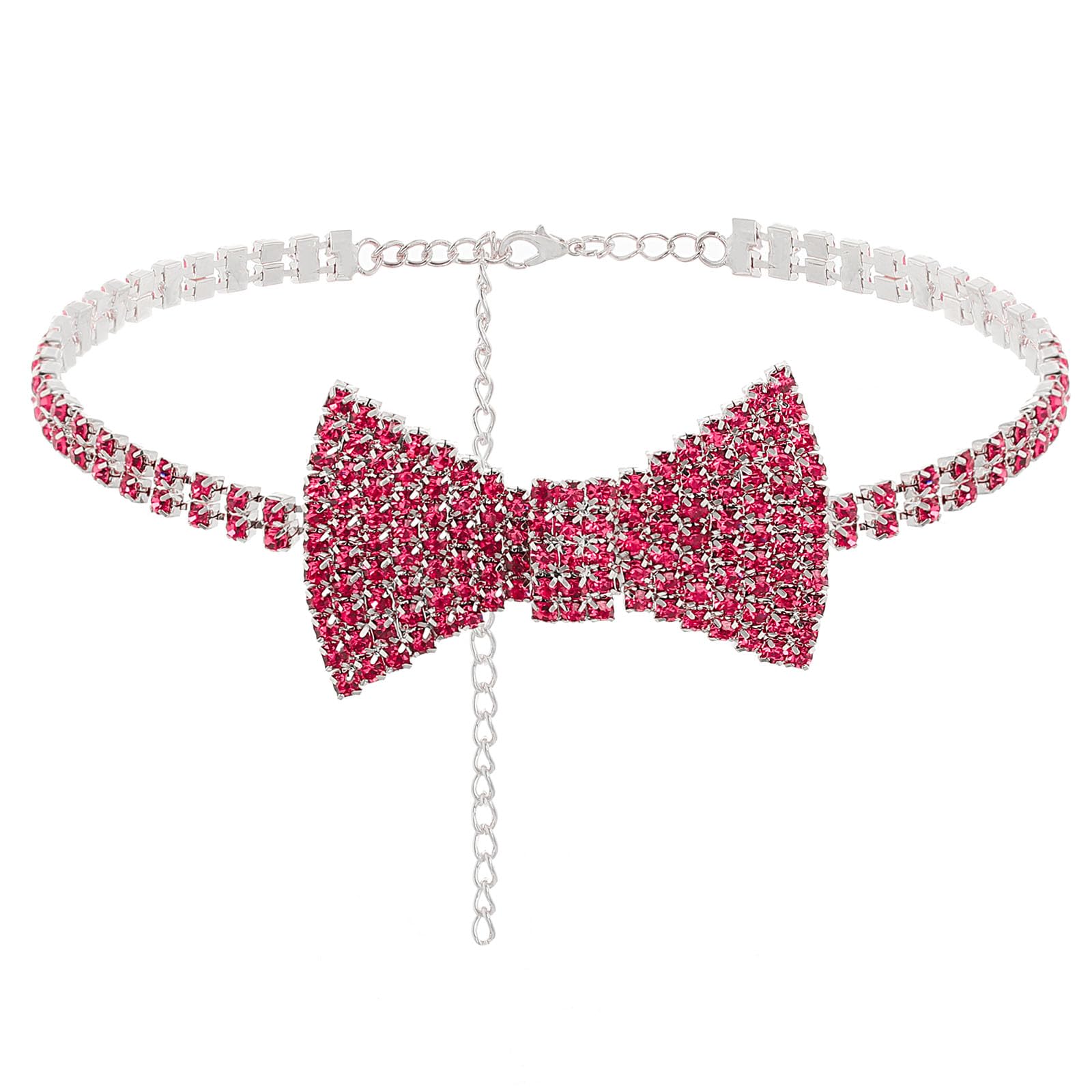 Sethain Boho Rhinestone Choker Necklace Silver Crystal bowknot Necklaces Party