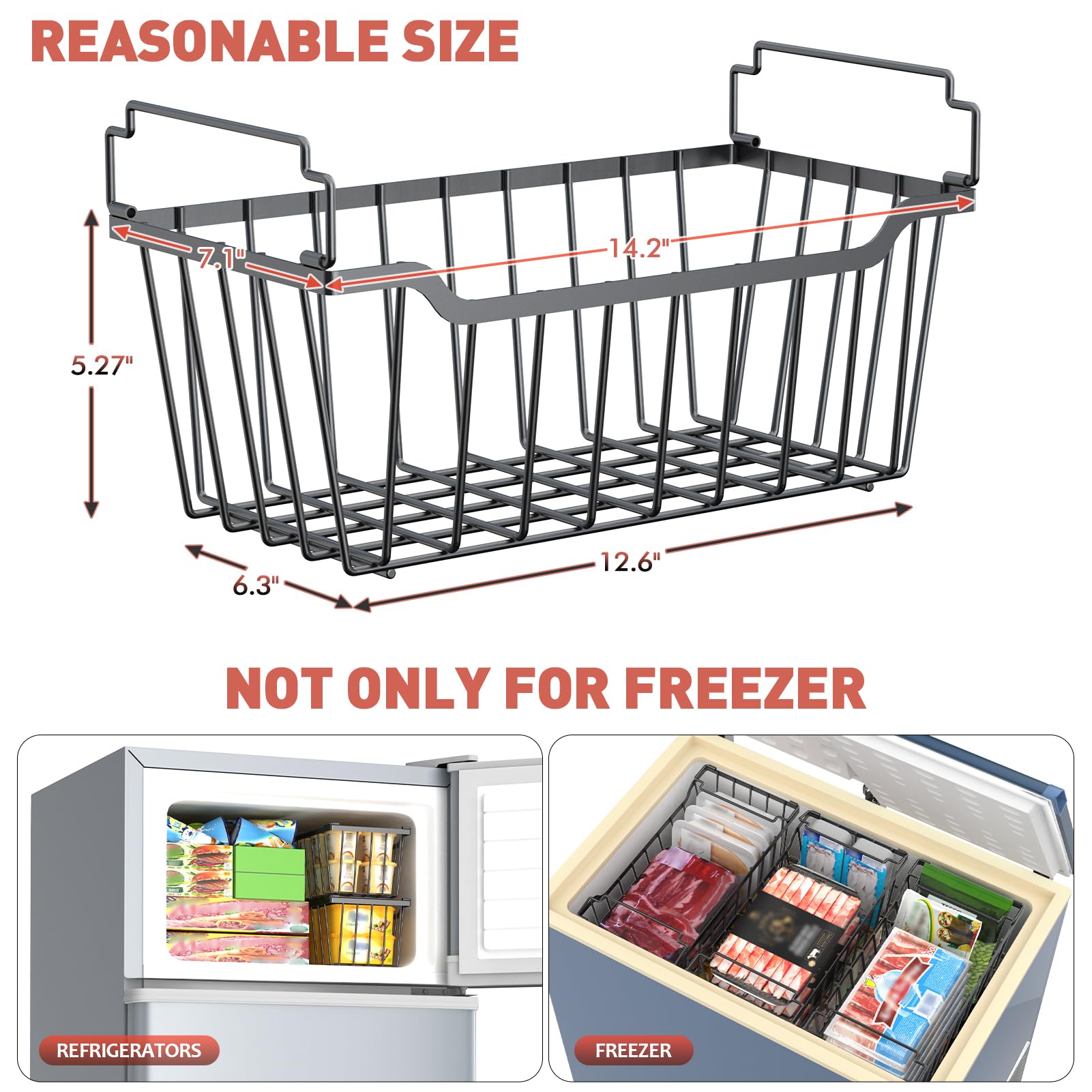Goovilla Freezer Organizer Bins with Foldable Handle, 8 Pack Stackable Freezer