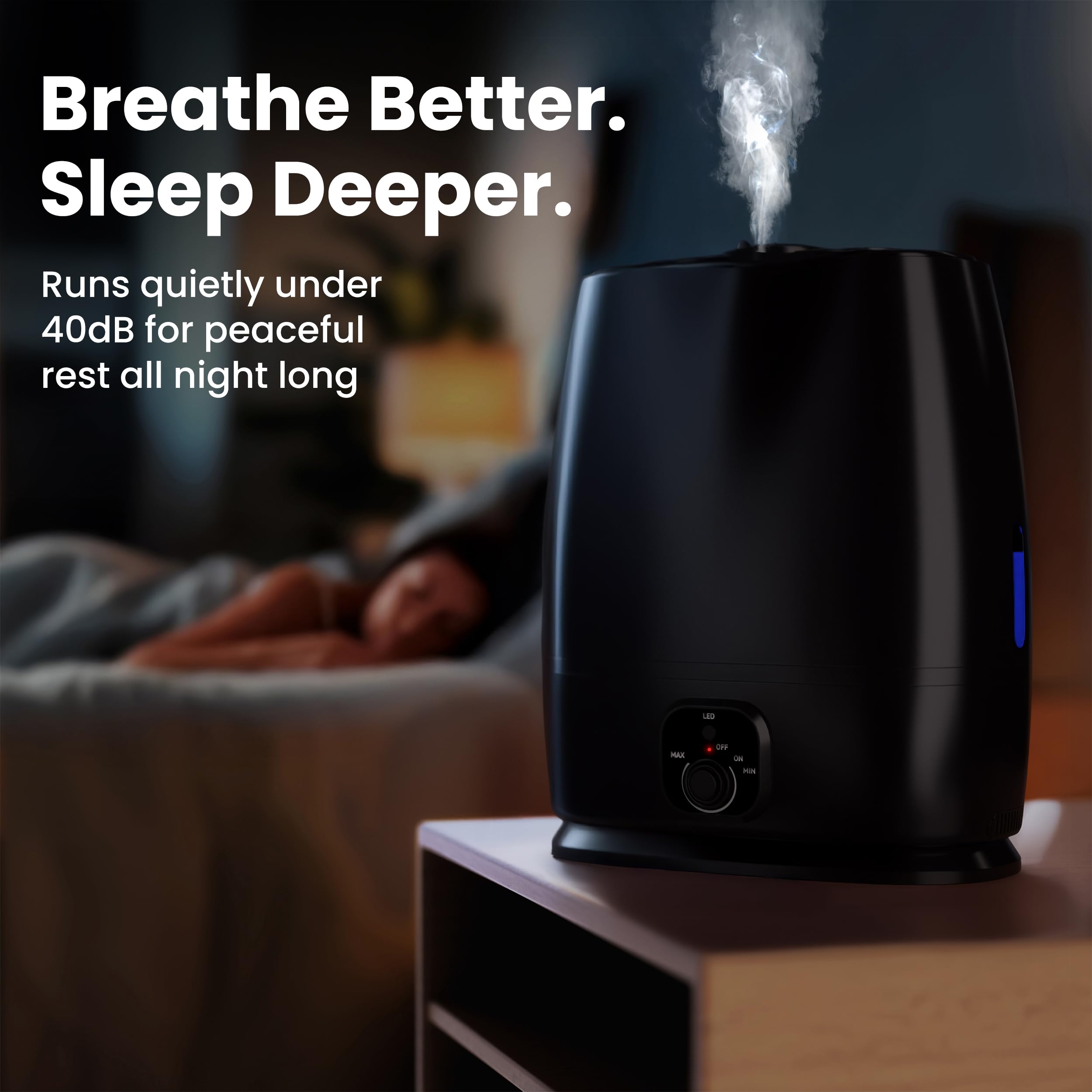 Everlasting Comfort 6L Humidifier Quiet 50HR No Filter Cool Mist Black