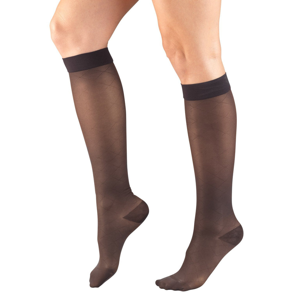 NuVein Sheer Compression Stockings, 15-20 mmHg Support, Women's Diamond Pattern