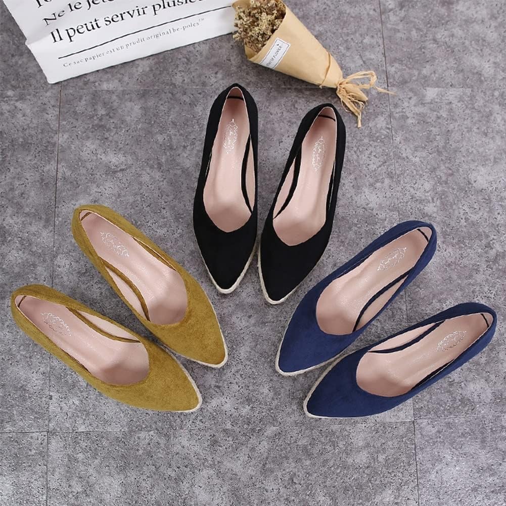 Kldyj Womens Espadrilles Wedges Pumps Platform Close Pointed Toe Slip On Loafers Casual Sandals Dress Solid Color Shoes(Black,5 US)