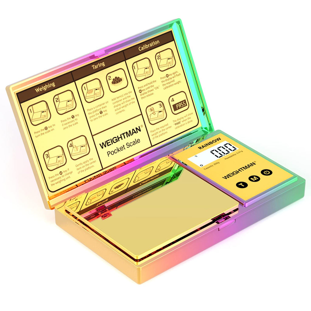 WEIGHTMAN Shiny Digital Gram Scale 200g x 0.01, Chrome Rainbow Mini Scale for