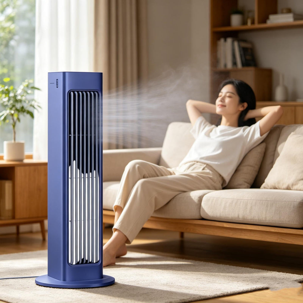 Portable Rechargeable Air Cooler Fan with Remote Control, 3 Speeds LED Touch