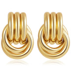 LWALMS Chunky Gold Earrings for Women - Double Knots 14K Real Gold Plated