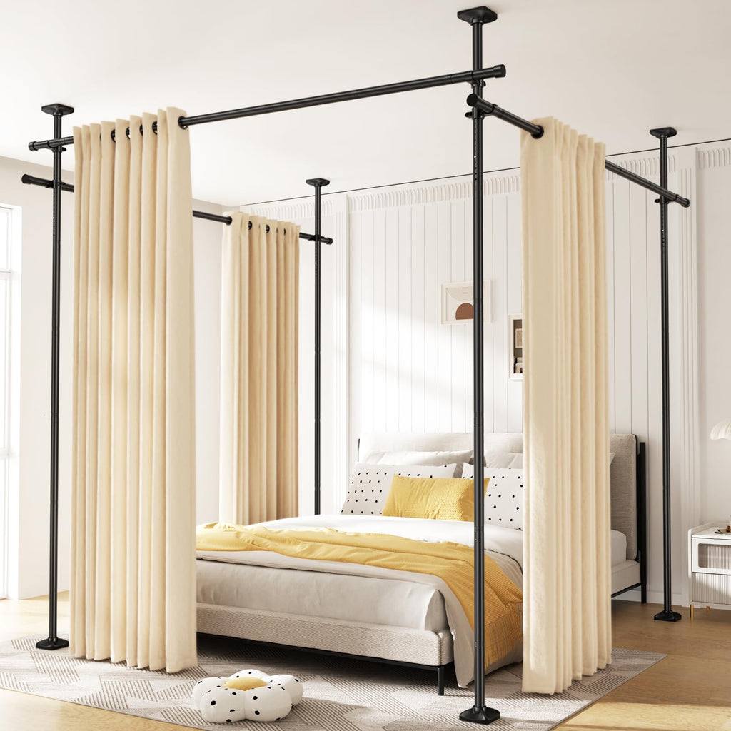 SUNALLY Room Divider Curtain Rod, No Drilling Wall Divider for Room Separation,