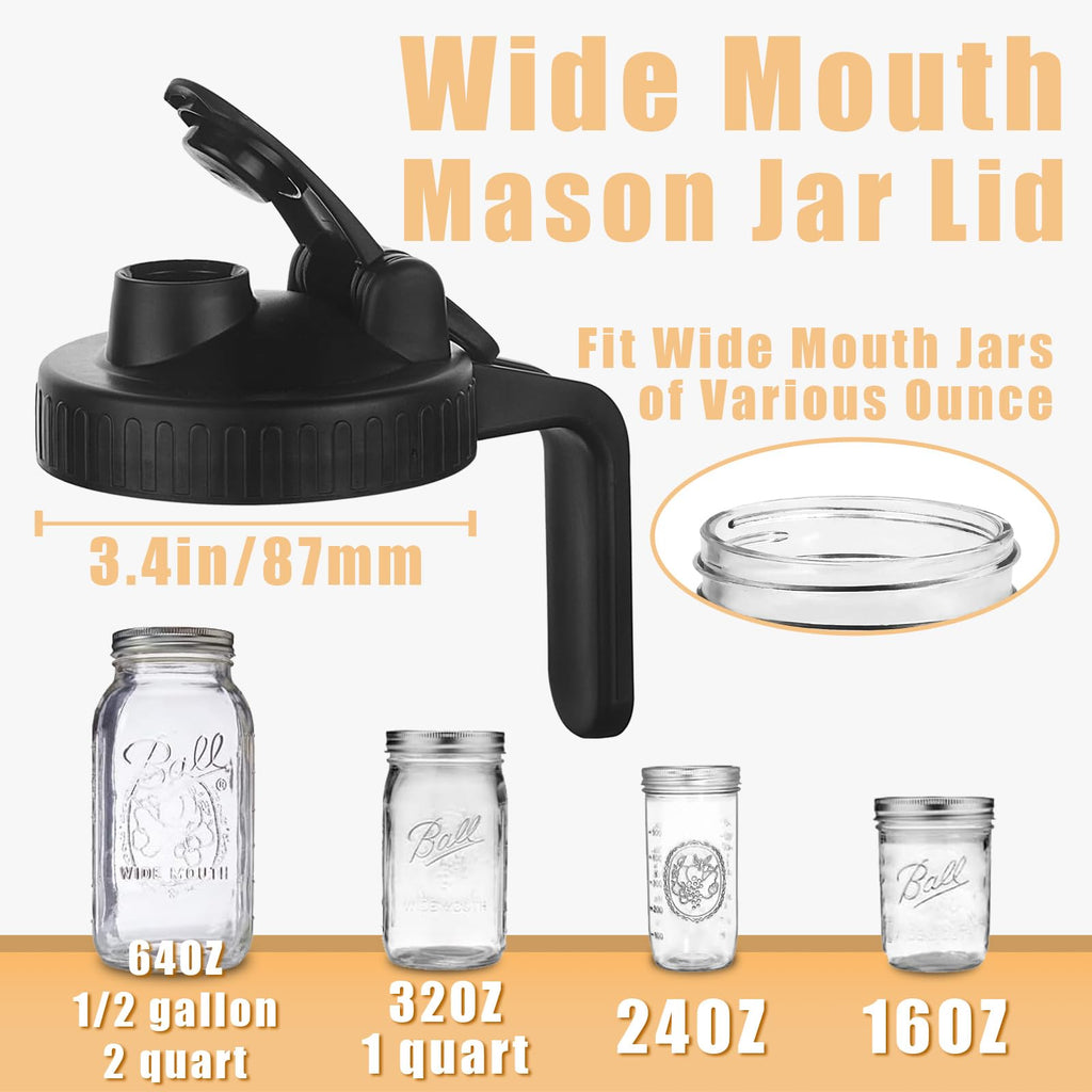 Pack of 2 Mason Jar Pour Spout Lid for Wide Mouth Mason Jars, Mason Jar Pitcher