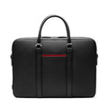 Manhattan Leather Briefcase Black & Racing Red Laptop Business Bag