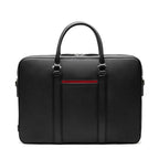 Manhattan Leather Briefcase Black & Racing Red Laptop Business Bag