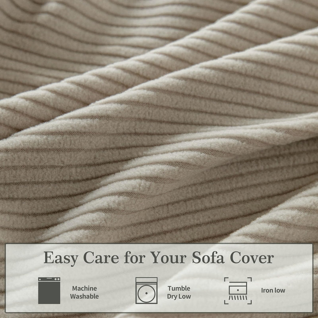 Stretch Sofa Couch Cover Washable Anti Slip Furniture Protector Light Brown