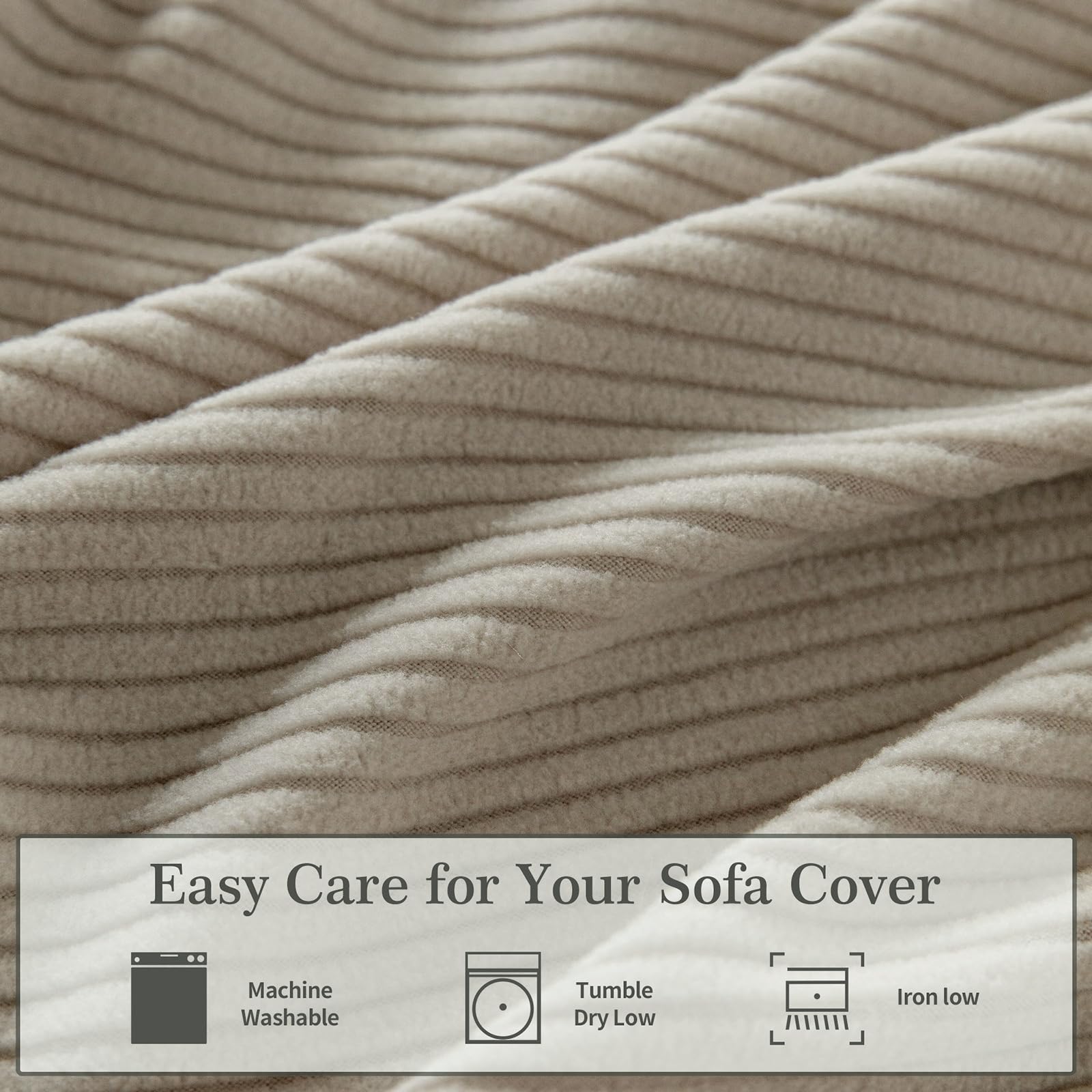 Stretch Sofa Couch Cover Washable Anti Slip Furniture Protector Light Brown