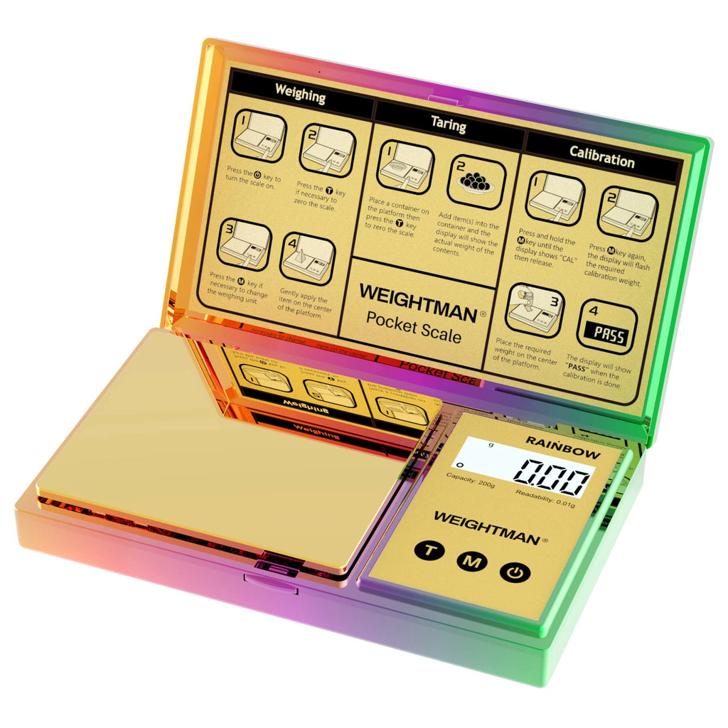 WEIGHTMAN Shiny Digital Gram Scale 200g x 0.01, Chrome Rainbow Mini Scale for
