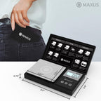 MAXUS Digital Pocket Gram Scale 500g x 0.01g High Precision with Tray, Weighs
