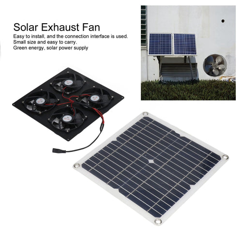 Locadence Solar Panel Powered Fan, 100W Solar Panel Powered Exhaust Fan Solar 4