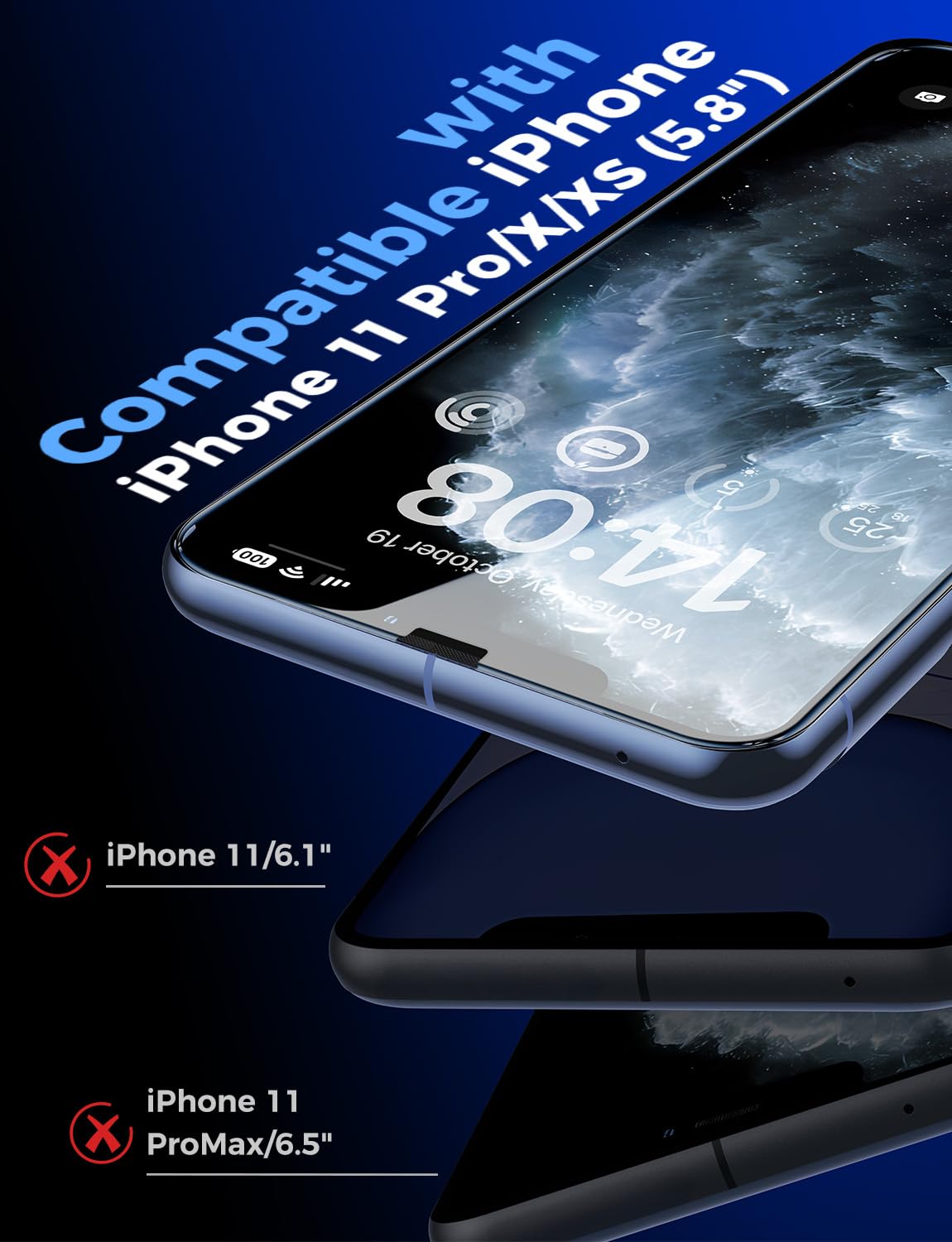 MAGIC JOHN 2 Pack Tempered Glass Screen Protector for iPhone 11 Pro/X/XS, Auto