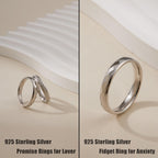 LOFITOR 925 Sterling Silver Fidget Ring for Women Band Multi-faceted Anxiety Ring 4mm Silver Band Spinner Ring for Men Stress Relief Anti-anxiety Rings Rhombus Size14.5