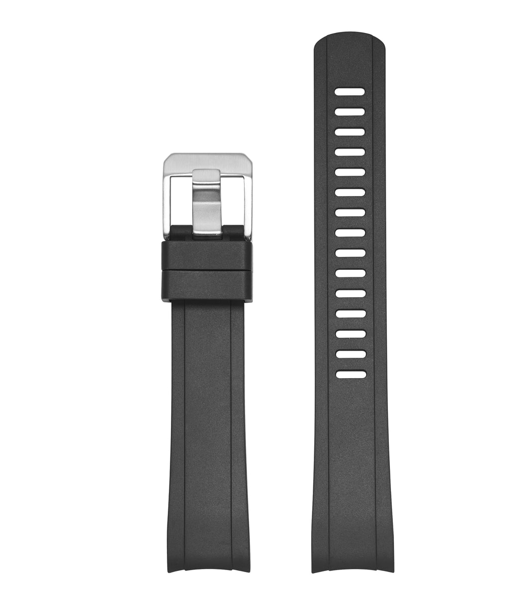 Crafter Blue TD03 Curved End Watch Band Rubber Strap Replacement for Tudor Black