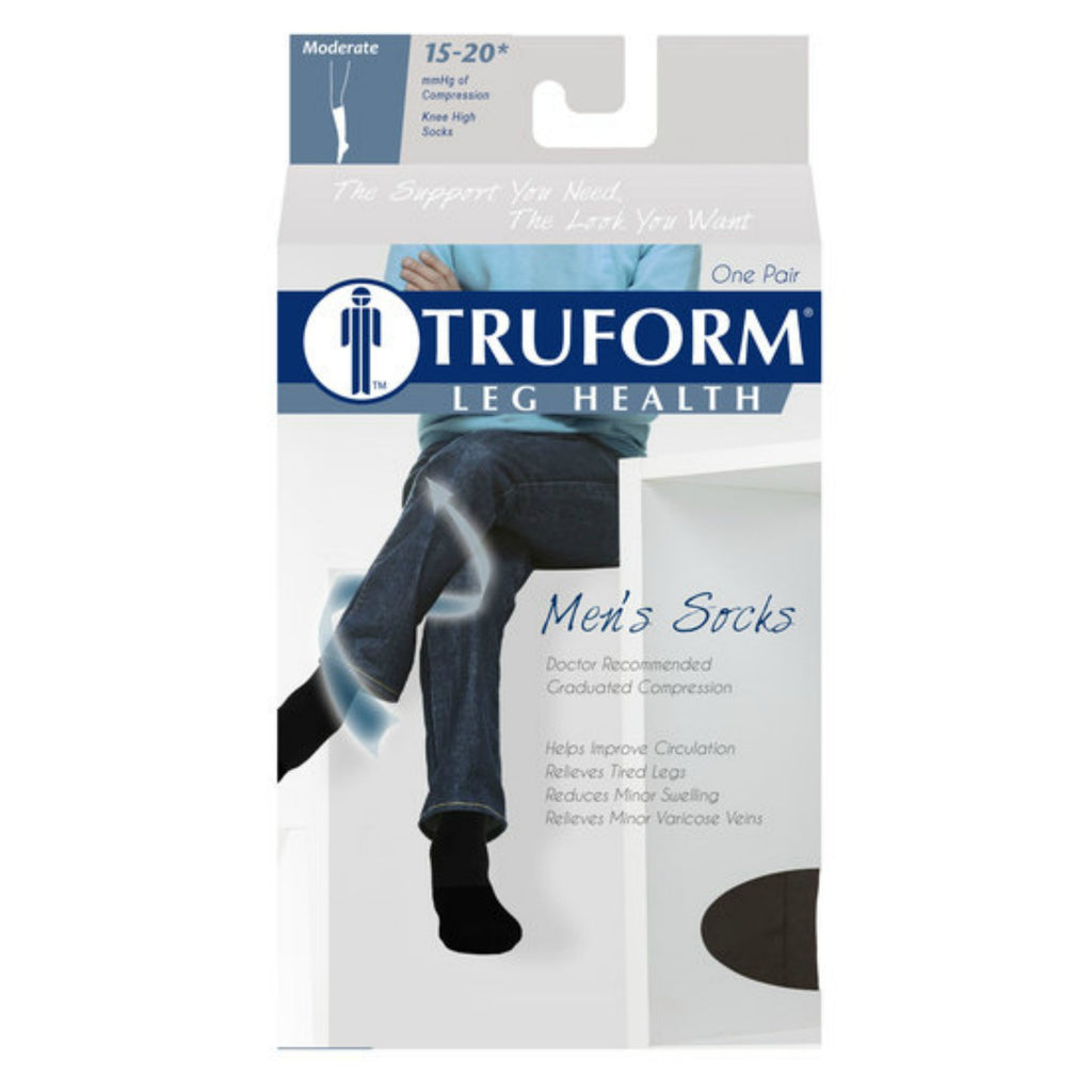Truform Leg Health 15-20 mmHg Men's Atheletic Socks Knee High Over Calf