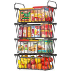 Goovilla Freezer Organizer Bins with Foldable Handle, 4 Pack Stackable Freezer