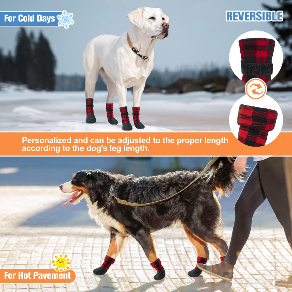 BEAUTYZOO Waterproof Dog Socks to Prevent Licking Paws, Christmas Dog Socks for