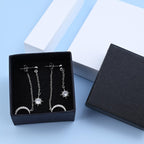 Watforsh Moon and Star Dangle Earrings for Women Chain Tassel with Cubic