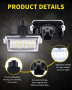 Pack of 2 Asgohme LED License Plate Lights Bright White Tag Lamp Assembly