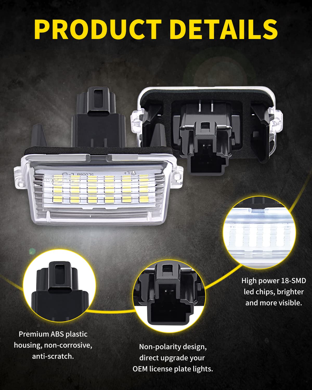Pack of 2 Asgohme LED License Plate Lights Bright White Tag Lamp Assembly