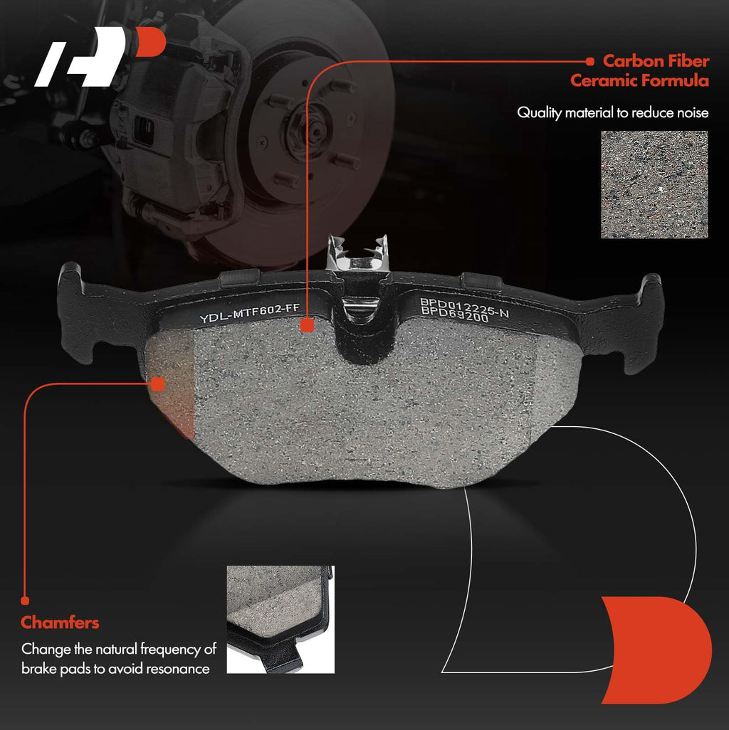 A-Premium 10.86 In (275.8mm) Rear Vented Brake Rotors and Ceramic Pads Kit
