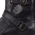 OSSTONE Moto Boots for Women Fashion Zipper-up Leather Chukka Boots Casual Shoes MS-5008-1-BP-WUS-R 11.5