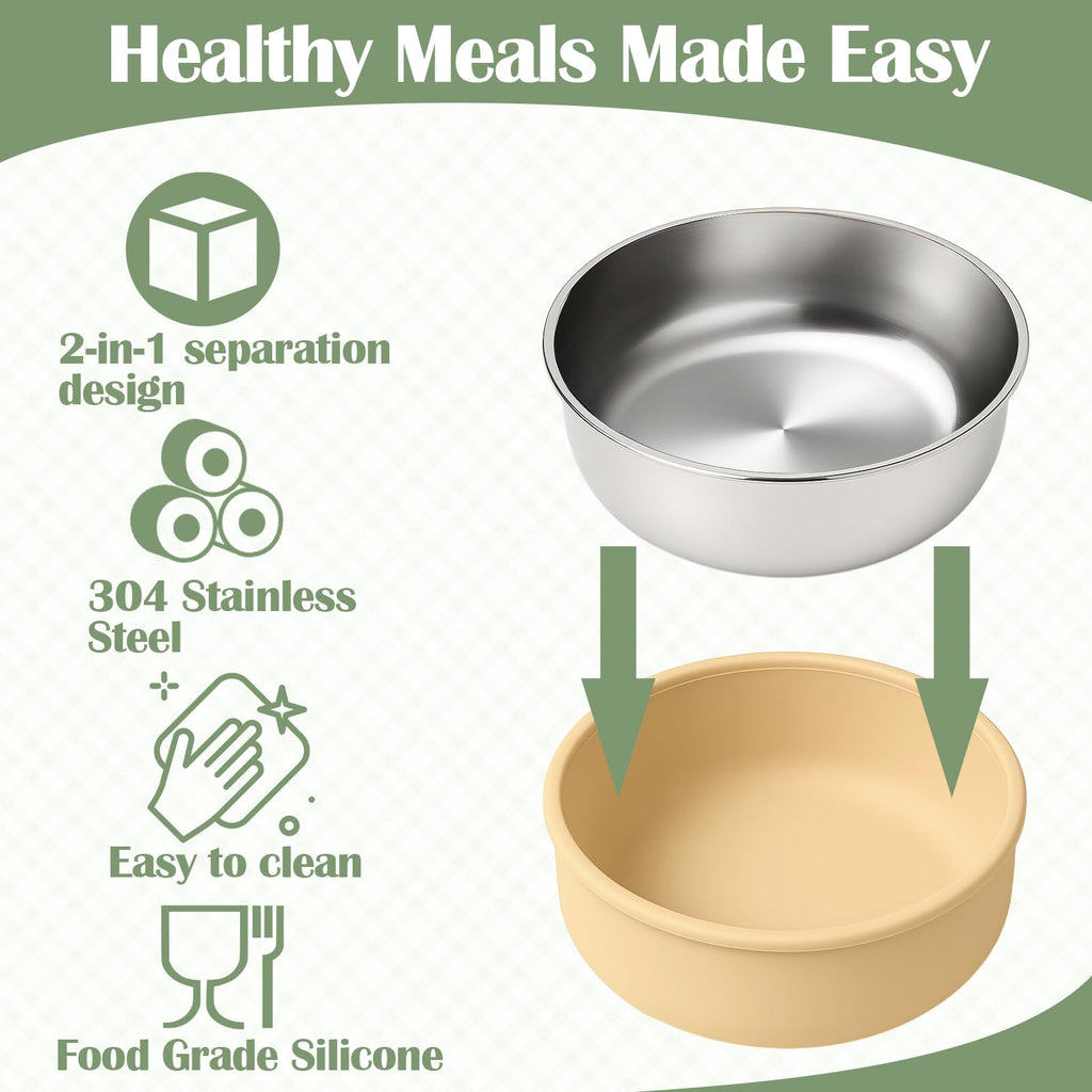 Mity rain 4-Pack Baby Bowls with Suction,Stainless Steel Toddler Bowl with
