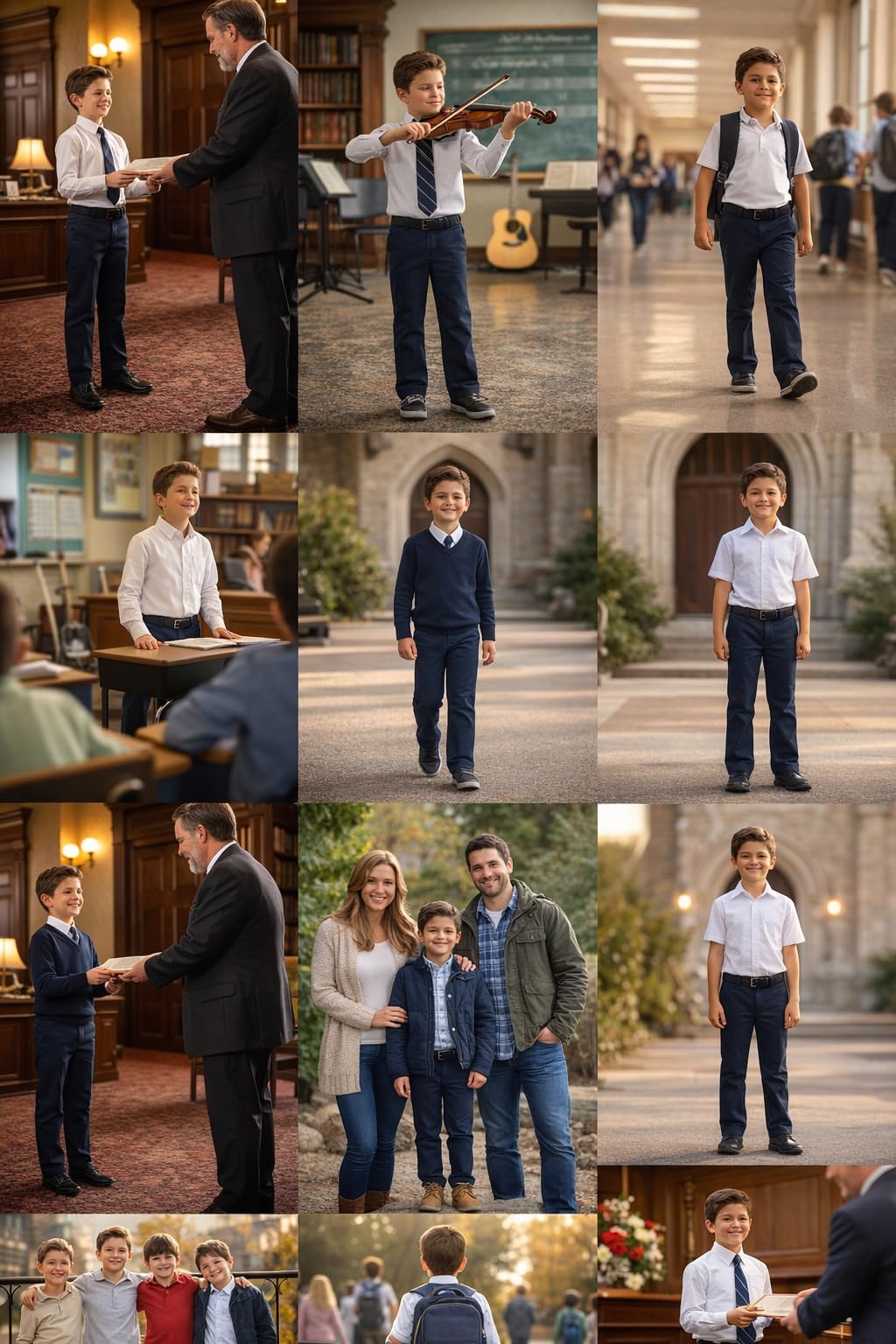 Bienzoe Boys School Uniform Pants: Kids Adjustable Waist Cotton Regular Slacks