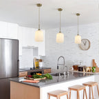 Fulesi Mid Century Gold Pendant Light White Glass Kitchen Island Fixture