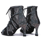 Minishion Sexy Dance Heels for Women Mesh Party Eveing Ankle Sandals Boots L567