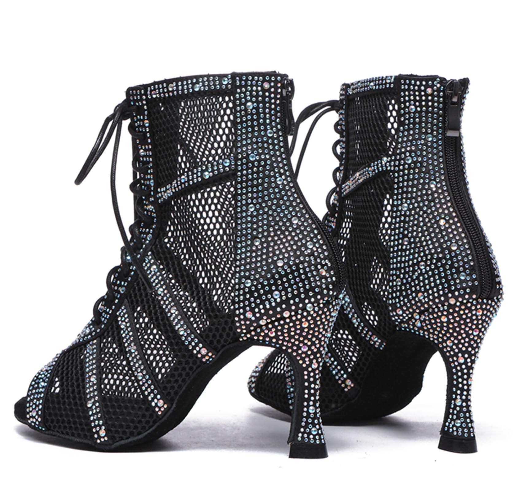 Minishion Sexy Dance Heels for Women Mesh Party Eveing Ankle Sandals Boots L567