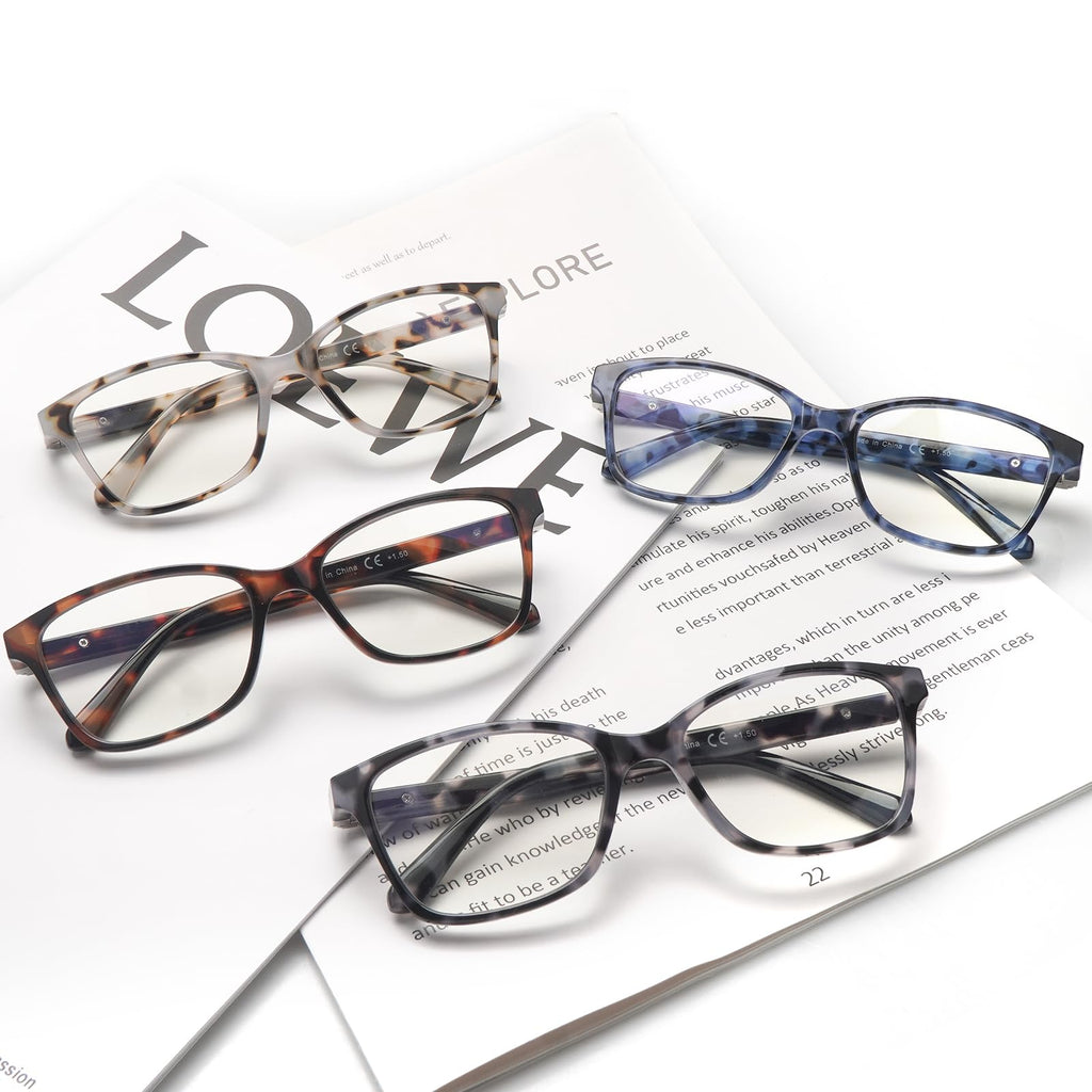 STASTEND 4 Pack Progressive Multifocus Reading Glasses for Women Men Spring