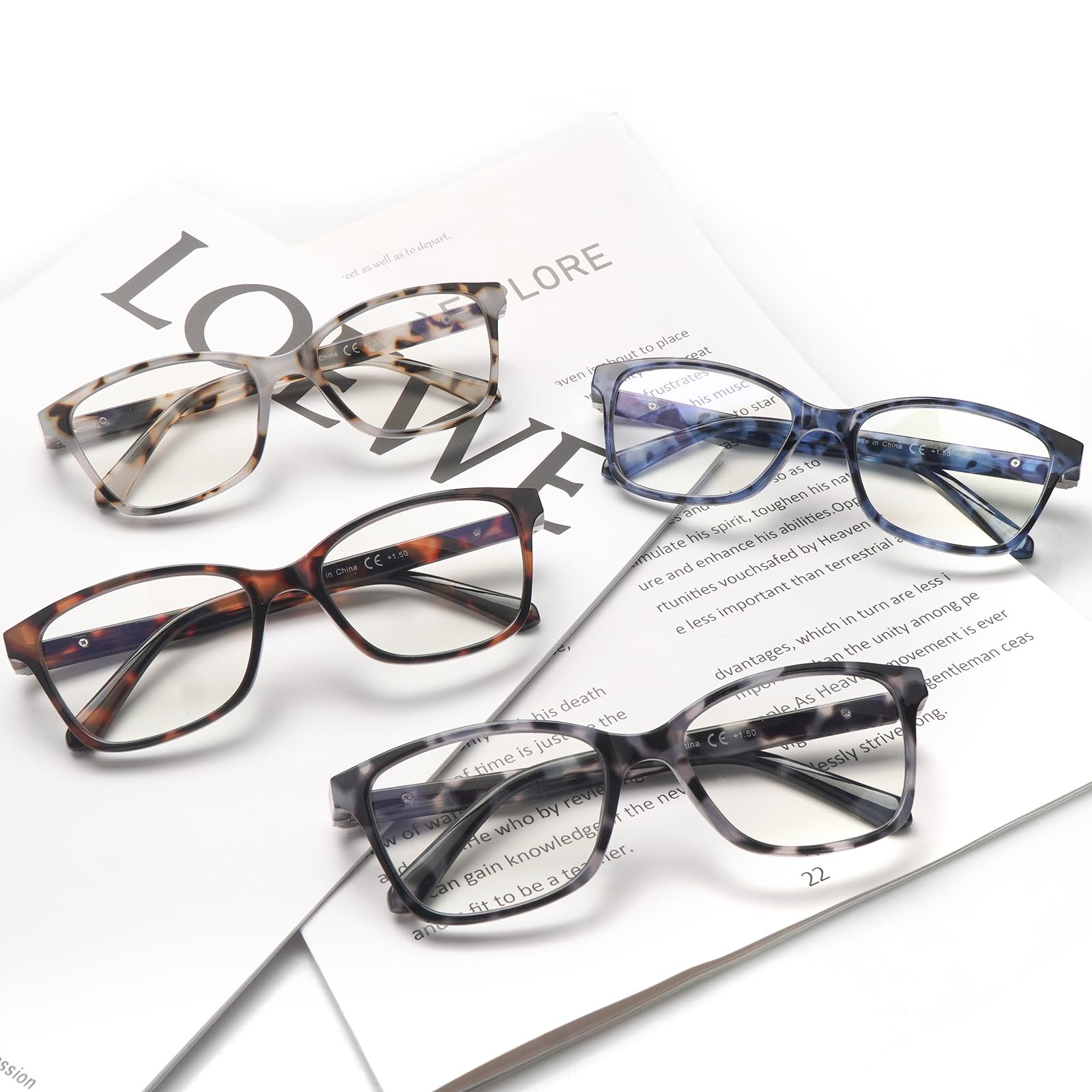 STASTEND 4 Pack Progressive Multifocus Reading Glasses for Women Men Spring