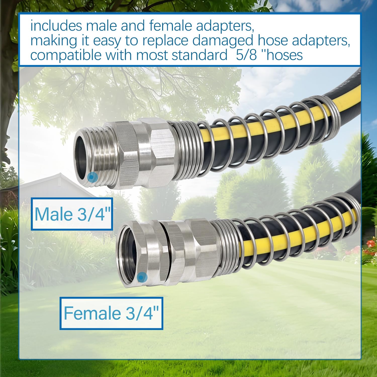 G-Sunny Brass Garden Hose Repair Kit 5/8 Inch Heavy Duty Connector Coupler Set