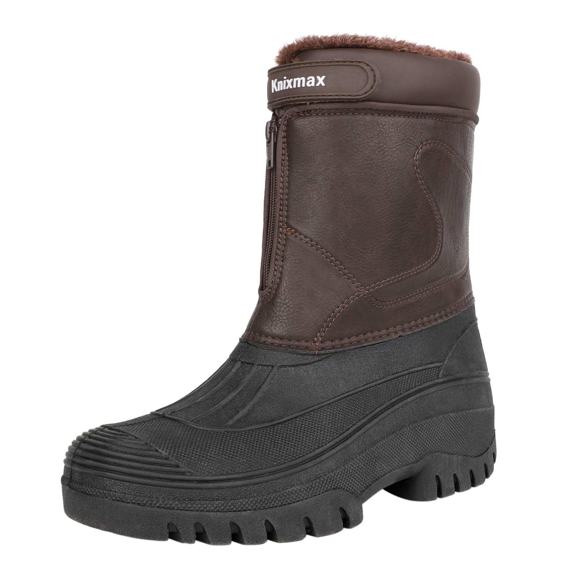 Knixmax Men's Winter Boots Waterproof Snow Shoes Mid Calf Insulated Booties Warm