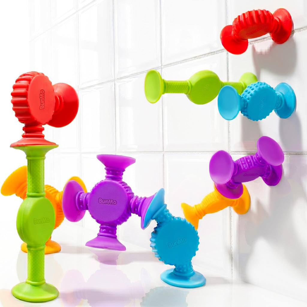 BUNMO Toddler Suction Bath Toys 10 Pack Connect Build Create Sensory Fine Motor