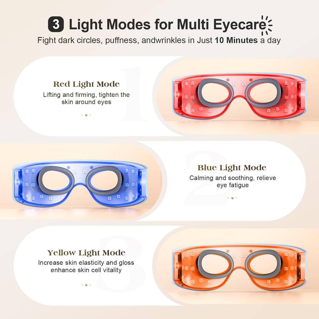 Pedete Red Light Therapy for Eyes, 3 Modes Under-Eye Red Light Eye Mask, Eye